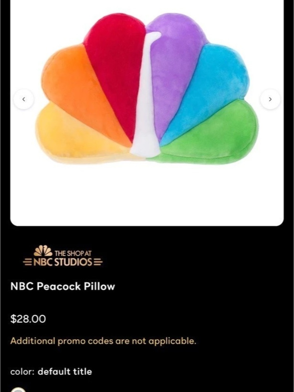 NBC Studios NBC Peacock Pillow Multicolor Accent Pillow Like New